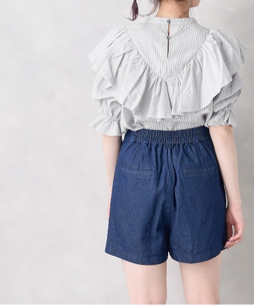 OLIVE des OLIVE(オリーブデオリーブ)の「ラッフルプチハイブラウス(シャツ/ブラウス・レディース・オフホワイト/アイボリー/ストライプ・FREE)」の5枚目の写真