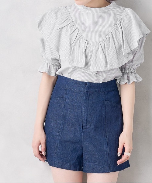 OLIVE des OLIVE(オリーブデオリーブ)の「ラッフルプチハイブラウス(シャツ/ブラウス・レディース・オフホワイト/アイボリー/ストライプ・FREE)」の14枚目の写真