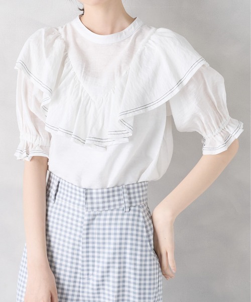 OLIVE des OLIVE(オリーブデオリーブ)の「ラッフルプチハイブラウス(シャツ/ブラウス・レディース・オフホワイト/アイボリー/ストライプ・FREE)」の10枚目の写真