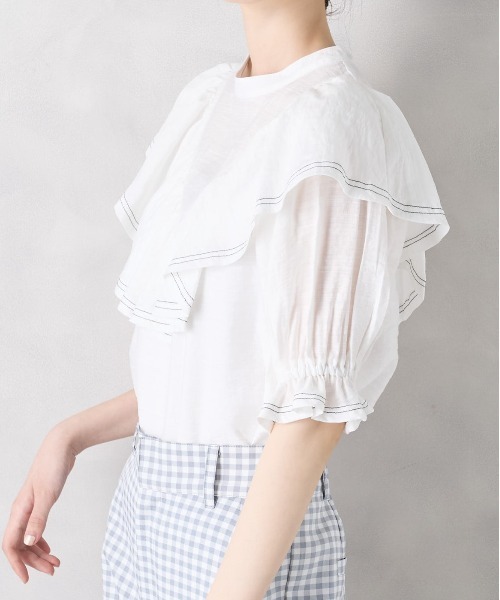 OLIVE des OLIVE(オリーブデオリーブ)の「ラッフルプチハイブラウス(シャツ/ブラウス・レディース・オフホワイト/アイボリー/ストライプ・FREE)」の16枚目の写真