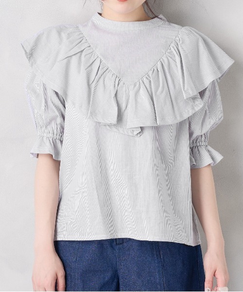 OLIVE des OLIVE(オリーブデオリーブ)の「ラッフルプチハイブラウス(シャツ/ブラウス・レディース・オフホワイト/アイボリー/ストライプ・FREE)」の17枚目の写真