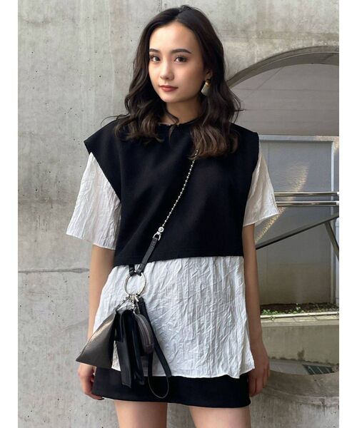 EMODA(エモダ)の「レイヤーバルキートップ(Tシャツ/カットソー・レディース・ベージュ/ブラック/ネイビー/アイボリー・FREE)」の22枚目の写真