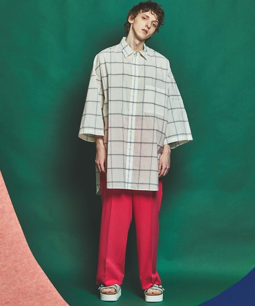 MAISON SPECIAL（メゾンスペシャル）の「《ユニセックスアイテム》シアーチェックエクストラプライムオーバーショートスリーブシャツ 【MAISON SPECIAL/メゾンスペシャル】（シャツ/ブラウス・メンズ・オフホワイト/ブラック/グレー・0/1/2）」の12枚目の写真