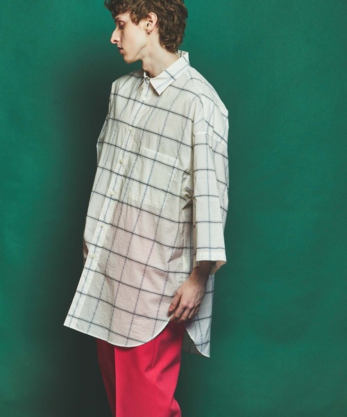 MAISON SPECIAL（メゾンスペシャル）の「《ユニセックスアイテム》シアーチェックエクストラプライムオーバーショートスリーブシャツ 【MAISON SPECIAL/メゾンスペシャル】（シャツ/ブラウス・メンズ・オフホワイト/ブラック/グレー・0/1/2）」の17枚目の写真