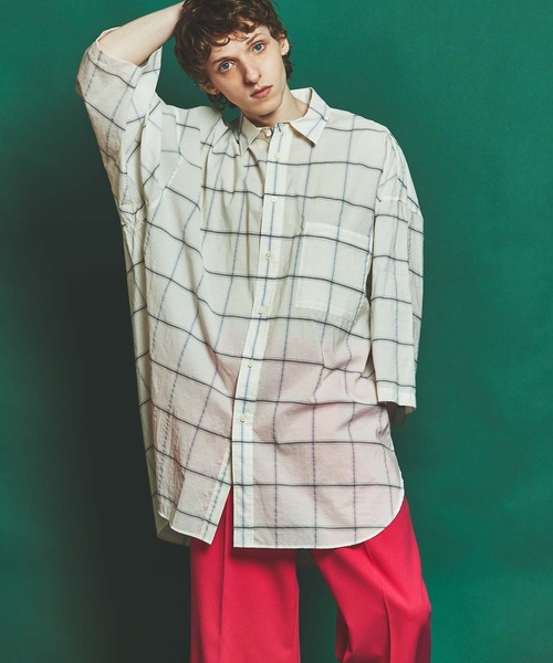 MAISON SPECIAL（メゾンスペシャル）の「《ユニセックスアイテム》シアーチェックエクストラプライムオーバーショートスリーブシャツ 【MAISON SPECIAL/メゾンスペシャル】（シャツ/ブラウス・メンズ・オフホワイト/ブラック/グレー・0/1/2）」の16枚目の写真