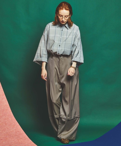 MAISON SPECIAL（メゾンスペシャル）の「《ユニセックスアイテム》シアーチェックエクストラプライムオーバーショートスリーブシャツ 【MAISON SPECIAL/メゾンスペシャル】（シャツ/ブラウス・メンズ・オフホワイト/ブラック/グレー・0/1/2）」の15枚目の写真