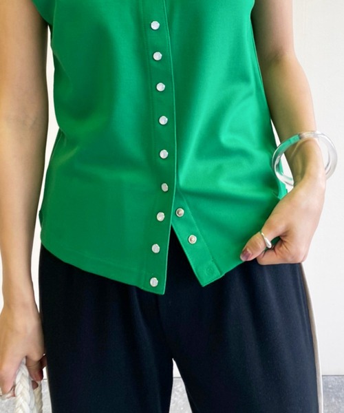 Birthday room（バースデイルーム）の「フロントボタンノースリーブカットソー（Tシャツ/カットソー・レディース・ブラック/レッド/イエロー/グリーン・FREE）」の15枚目の写真