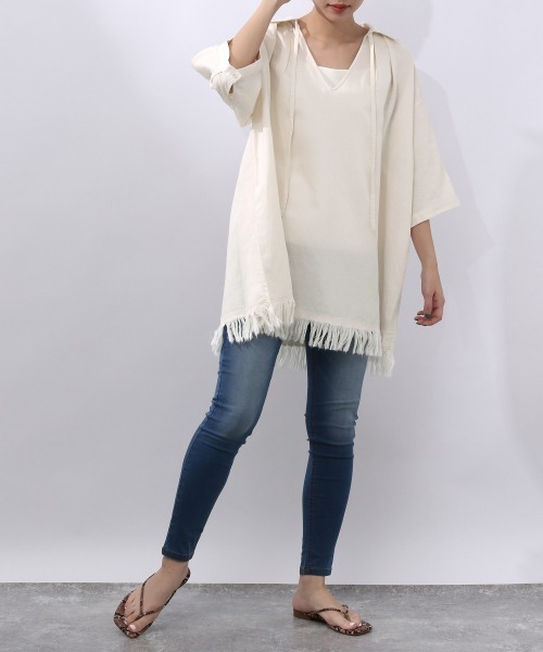 JEANASIS（ジーナシス）の「リネンフリンジチュニックSS/953215（シャツ/ブラウス・レディース・ブラック/ブラウン/アイボリー・FREE）」の11枚目の写真