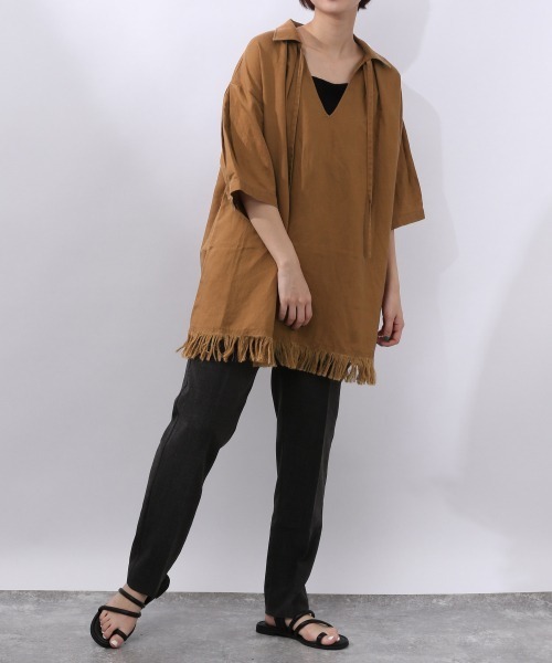 JEANASIS（ジーナシス）の「リネンフリンジチュニックSS/953215（シャツ/ブラウス・レディース・ブラック/ブラウン/アイボリー・FREE）」の21枚目の写真