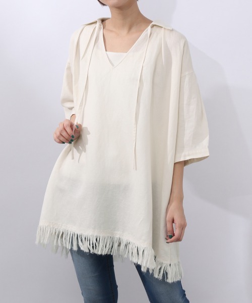 JEANASIS（ジーナシス）の「リネンフリンジチュニックSS/953215（シャツ/ブラウス・レディース・ブラック/ブラウン/アイボリー・FREE）」の18枚目の写真