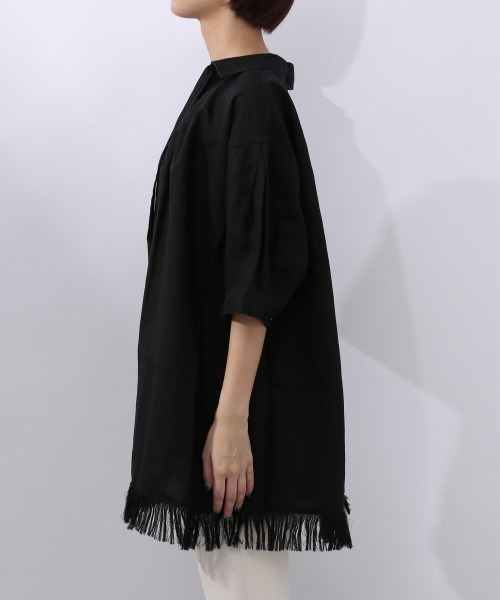 JEANASIS（ジーナシス）の「リネンフリンジチュニックSS/953215（シャツ/ブラウス・レディース・ブラック/ブラウン/アイボリー・FREE）」の4枚目の写真