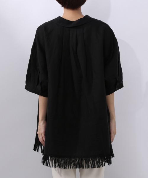 JEANASIS（ジーナシス）の「リネンフリンジチュニックSS/953215（シャツ/ブラウス・レディース・ブラック/ブラウン/アイボリー・FREE）」の6枚目の写真