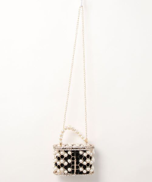 Jasmine Grandiflorum（ジャスミングランディフローラム）の「パール×ビジューキラキラハンドバッグ（ハンドバッグ・レディース・ブラック/ベージュ・FREE）」の8枚目の写真