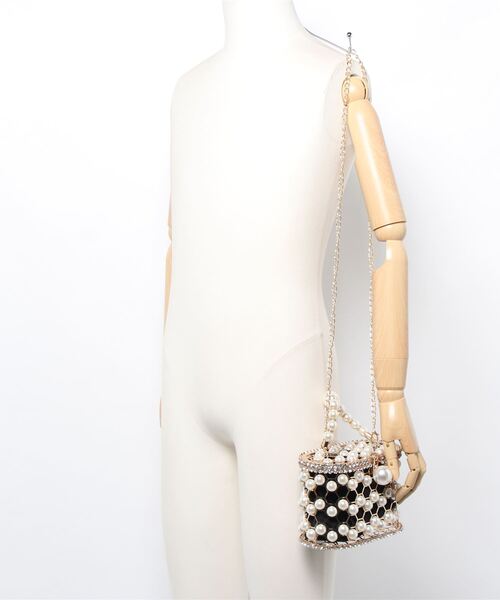 Jasmine Grandiflorum（ジャスミングランディフローラム）の「パール×ビジューキラキラハンドバッグ（ハンドバッグ・レディース・ブラック/ベージュ・FREE）」の7枚目の写真