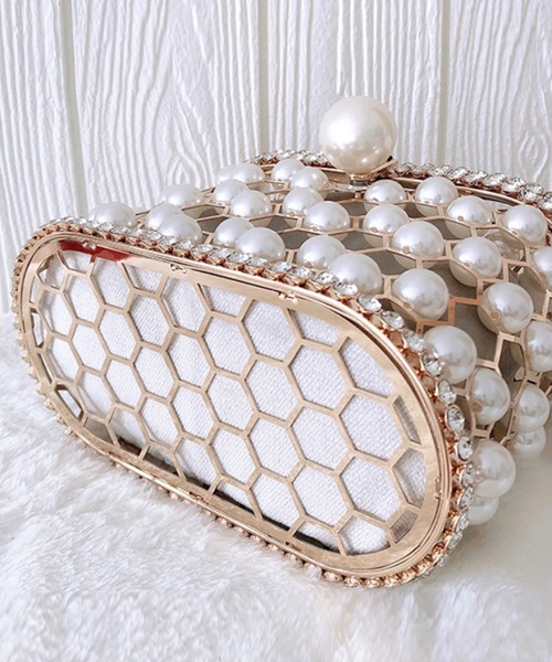 Jasmine Grandiflorum（ジャスミングランディフローラム）の「パール×ビジューキラキラハンドバッグ（ハンドバッグ・レディース・ブラック/ベージュ・FREE）」の12枚目の写真