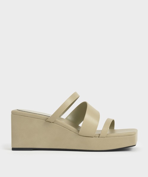 CHARLES & KEITH(チャールズ & キース)の「アシンメトリック プラットフォームウェッジ / Asymmetric Platform Wedges(サンダル・レディース・ホワイト/ブラック/ライトベージュ・22.5cm/23cm/23.5cm/24.5cm/25cm/25.5cm)」の3枚目の写真