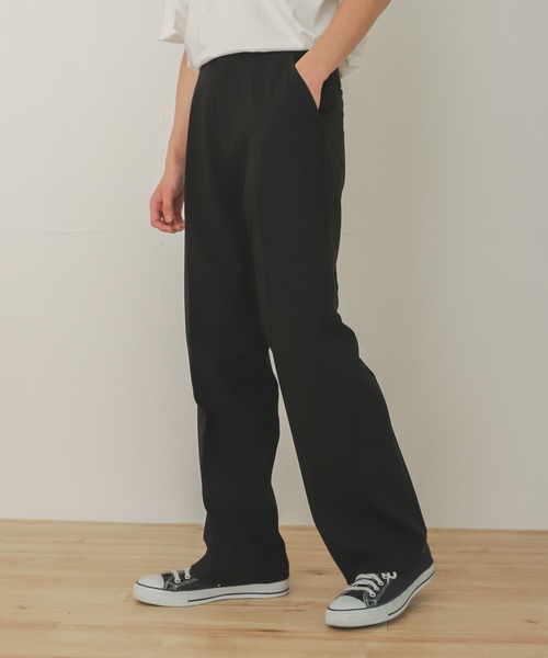 SENSE OF PLACE by URBAN RESEARCH（センスオブプレイスバイアーバンリサーチ）の「『WEB限定』セルフカットストレートパンツ（スラックス・メンズ・ブラック/ベージュ・MEDIUM/LARGE）」の4枚目の写真