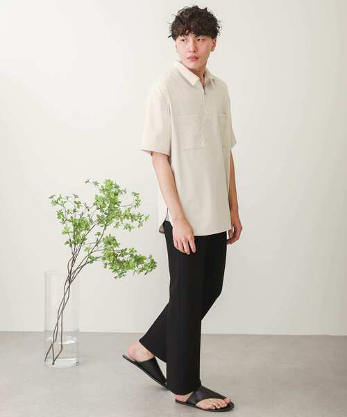 SENSE OF PLACE by URBAN RESEARCH（センスオブプレイスバイアーバンリサーチ）の「『WEB限定』セルフカットストレートパンツ（スラックス・メンズ・ブラック/ベージュ・MEDIUM/LARGE）」の10枚目の写真