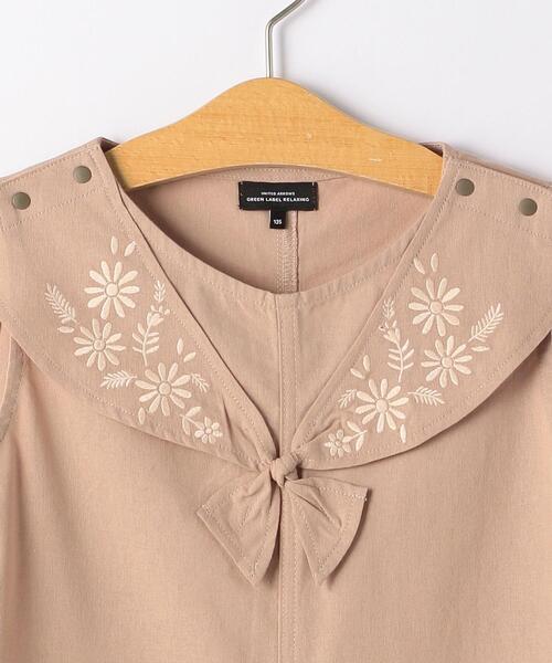 green label relaxing（グリーンレーベルリラクシング）の「【キッズ】TJ GLR 刺繍サロペット（つなぎ/オールインワン・キッズ・モカ/オリーブ・115cm/105cm/125cm/135cm）」の4枚目の写真