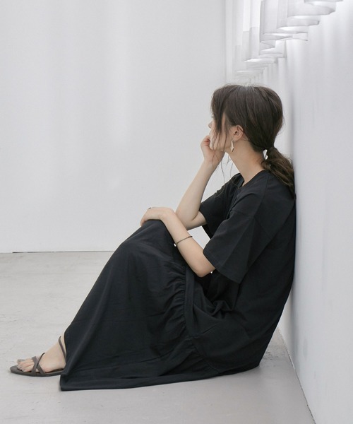 Fashion Letter(ファッションレター)の「裾ティアード半袖ワンピース 大きいサイズ(ワンピース・レディース・ブラック/モカ/チャコールグレー・M-L/L-XL/4L/LL/M)」の21枚目の写真