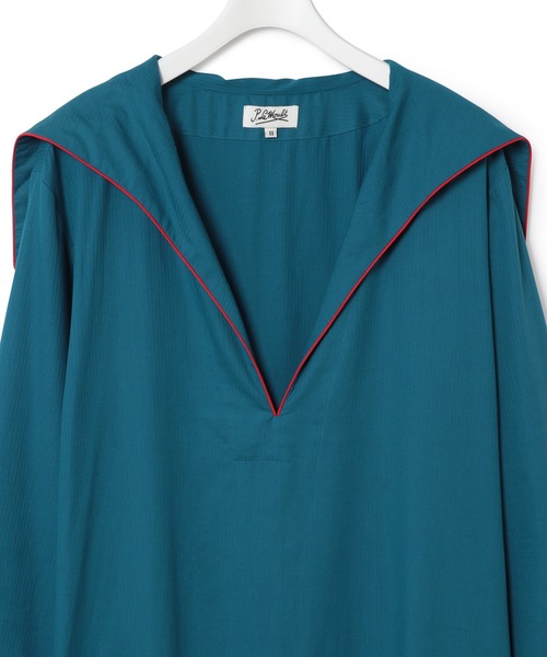 ADAM ET ROPE'（アダムエロペ）の「【P.Le Moult】Sailor Long Shirt（ワンピース・レディース・ダークグリーン/ネイビー・2）」の9枚目の写真