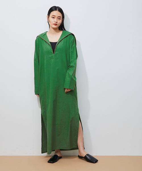 ADAM ET ROPE'（アダムエロペ）の「【P.Le Moult】Sailor Long Shirt（ワンピース・レディース・ダークグリーン/ネイビー・2）」の19枚目の写真