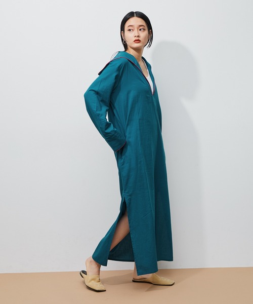 ADAM ET ROPE'（アダムエロペ）の「【P.Le Moult】Sailor Long Shirt（ワンピース・レディース・ダークグリーン/ネイビー・2）」の20枚目の写真
