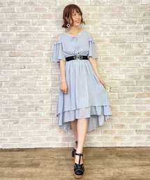 肩あきデザイン楊柳ワンピース