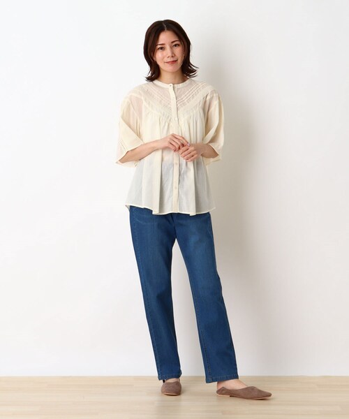 SHOO・LA・RUE（シューラルー）の「◆【INDIA】V切替レースブラウス（シャツ/ブラウス・レディース・ダークブラウン/ブルー/ホワイト系・02/03/04）」の11枚目の写真