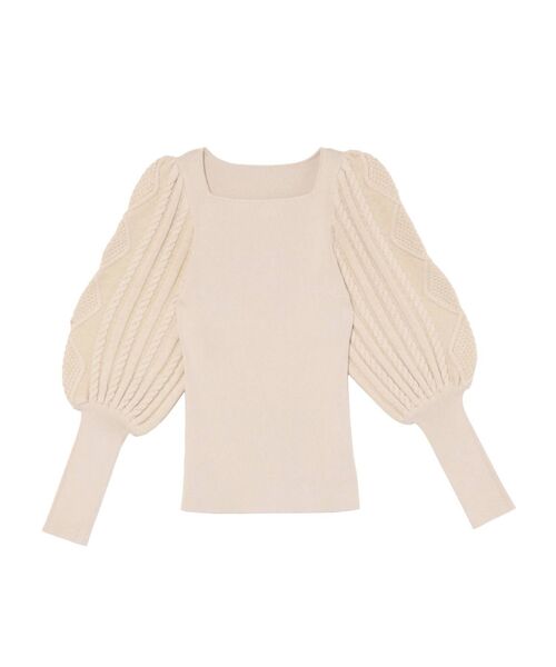 LAGUNAMOON（ラグナムーン）の「ケーブルスリーブスクエアニットプルオーバー（ニット/セーター・レディース・アイボリー/ブラック/パープル・FREE）」の5枚目の写真