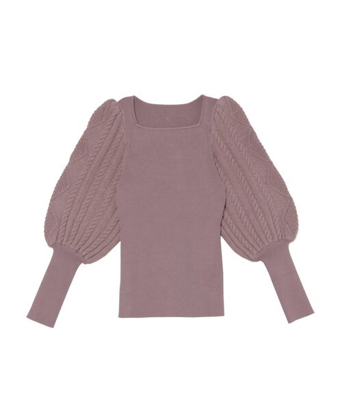 LAGUNAMOON（ラグナムーン）の「ケーブルスリーブスクエアニットプルオーバー（ニット/セーター・レディース・アイボリー/ブラック/パープル・FREE）」の13枚目の写真