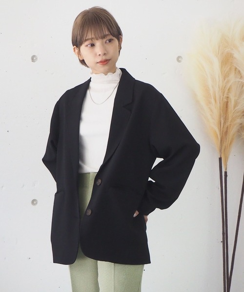 tiptop（ティップトップ）の「【2サイズ展開】 テーラードジャケット【web限定Sサイズ・セットアップ対応】（テーラードジャケット・レディース・ブラック/ブルー/グリーン/アイボリー/A・S/M）」の2枚目の写真