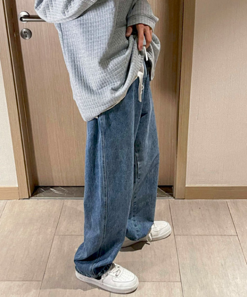 neos(ネオス)の「【neos -addictive design-】ルーズシルエット ビンテージウライク オーバーダイ デニム ワイドパンツ(デニムパンツ・メンズ・グレー/サックスブルー/ブルー/ブラック/ブルー系その他・MEDIUM/LARGE/X-LARGE)」の18枚目の写真
