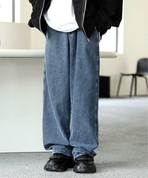 neos(ネオス)の「【neos -addictive design-】ルーズシルエット ビンテージウライク オーバーダイ デニム ワイドパンツ(デニムパンツ・メンズ・グレー/サックスブルー/ブルー/ブラック/ブルー系その他・MEDIUM/LARGE/X-LARGE)」の19枚目の写真