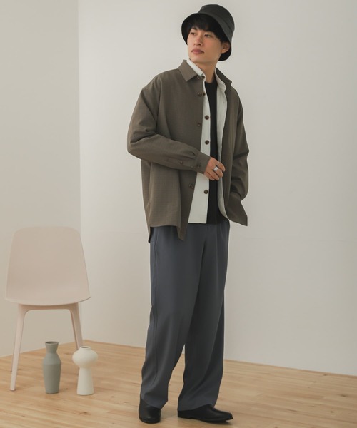 SENSE OF PLACE by URBAN RESEARCH（センスオブプレイスバイアーバンリサーチ）の「【セットアップ対応】チェックルーズシャツ（シャツ/ブラウス・メンズ・ベージュ/ベージュ系その他・LARGE/MEDIUM）」の5枚目の写真