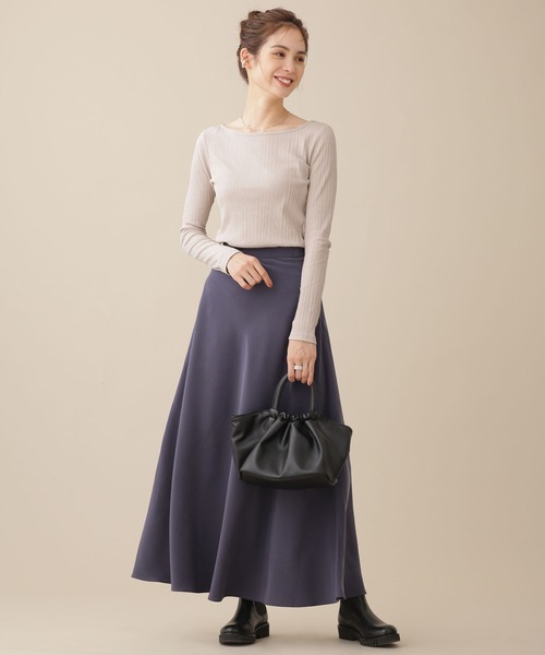 NANO universe（ナノユニバース）の「WEB限定/ランダムリブボートネックトップス 長袖（Tシャツ/カットソー・レディース・ホワイト/グリーン/オレンジ/ブラック/グレー系その他4・FREE）」の15枚目の写真