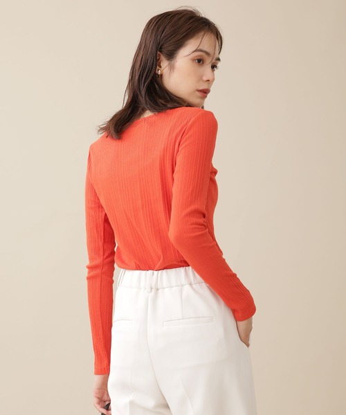 NANO universe（ナノユニバース）の「WEB限定/ランダムリブボートネックトップス 長袖（Tシャツ/カットソー・レディース・ホワイト/グリーン/オレンジ/ブラック/グレー系その他4・FREE）」の8枚目の写真