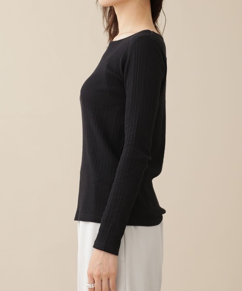 NANO universe（ナノユニバース）の「WEB限定/ランダムリブボートネックトップス 長袖（Tシャツ/カットソー・レディース・ホワイト/グリーン/オレンジ/ブラック/グレー系その他4・FREE）」の20枚目の写真