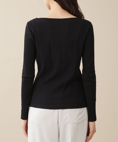 NANO universe（ナノユニバース）の「WEB限定/ランダムリブボートネックトップス 長袖（Tシャツ/カットソー・レディース・ホワイト/グリーン/オレンジ/ブラック/グレー系その他4・FREE）」の7枚目の写真