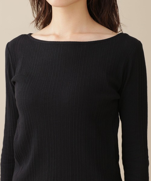 NANO universe（ナノユニバース）の「WEB限定/ランダムリブボートネックトップス 長袖（Tシャツ/カットソー・レディース・ホワイト/グリーン/オレンジ/ブラック/グレー系その他4・FREE）」の9枚目の写真