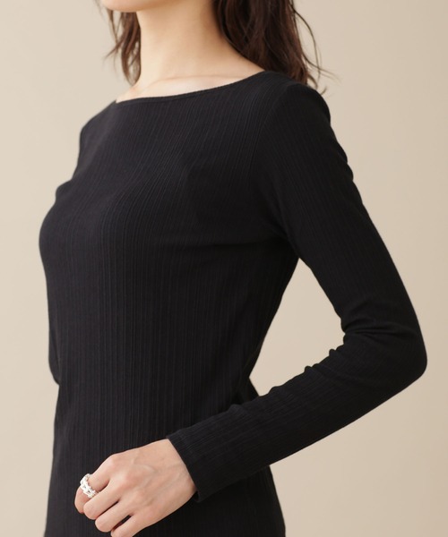 NANO universe（ナノユニバース）の「WEB限定/ランダムリブボートネックトップス 長袖（Tシャツ/カットソー・レディース・ホワイト/グリーン/オレンジ/ブラック/グレー系その他4・FREE）」の11枚目の写真