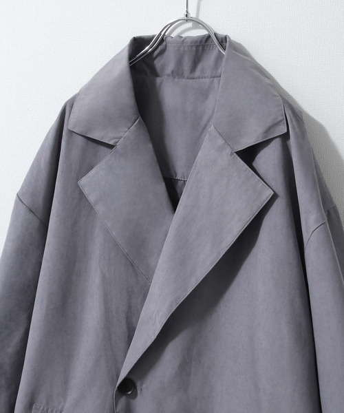 ZIP FIVE（ジップファイブ）の「【ZIP FIVE】オーバーサイズ　フェイクスウェードセミダブルオーバーコート（ステンカラーコート・メンズ・ブラック/ダークブラウン/ブルーグレー/グレイッシュベージュ・MEDIUM/LARGE）」の5枚目の写真