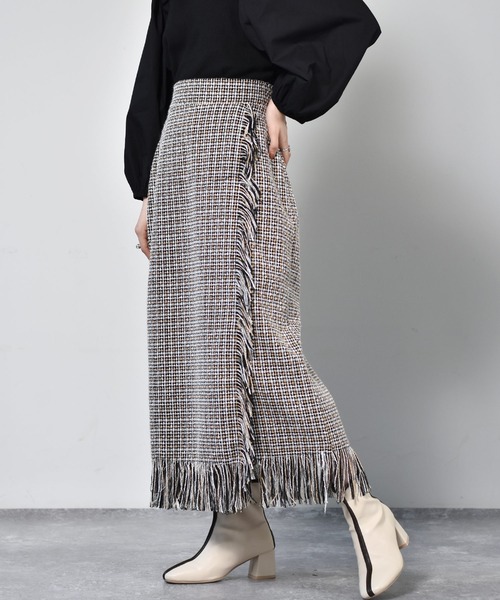 RETRO GIRL（レトロガール）の「ラップツイードスカート（スカート・レディース・ブラウン系その他/ブラック系その他・FREE）」の2枚目の写真