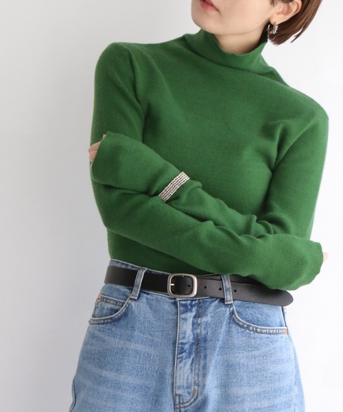 notch.（ノッチ）の「リブタートルネックプルオーバー（ニット/セーター・レディース・グリーン/オフホワイト/ブラック/ベージュ・M）」の4枚目の写真