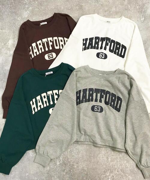 INGNI(イング)の「カレッジロゴミニスウェットショート丈プルオーバー(Tシャツ/カットソー・レディース・ダークブラウン/グレー/グリーン/スミクロ/オフホワイト/グリーン系/グレー系その他2/ブラウン系その他6/ホワイト系その他/ブラック系その他・M)」の5枚目の写真