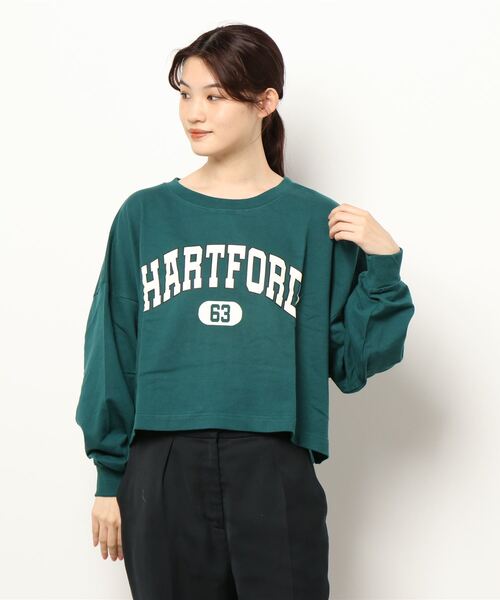 INGNI(イング)の「カレッジロゴミニスウェットショート丈プルオーバー(Tシャツ/カットソー・レディース・ダークブラウン/グレー/グリーン/スミクロ/オフホワイト/グリーン系/グレー系その他2/ブラウン系その他6/ホワイト系その他/ブラック系その他・M)」の9枚目の写真