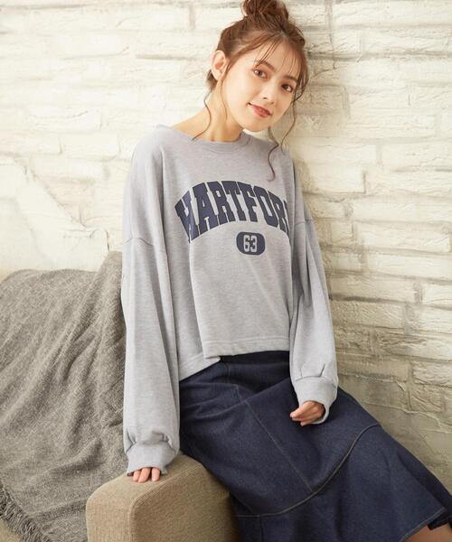 INGNI(イング)の「カレッジロゴミニスウェットショート丈プルオーバー(Tシャツ/カットソー・レディース・ダークブラウン/グレー/グリーン/スミクロ/オフホワイト/グリーン系/グレー系その他2/ブラウン系その他6/ホワイト系その他/ブラック系その他・M)」の18枚目の写真