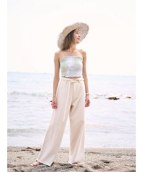 To the sea（トゥーザシー）の「ウォッシュツイルハイウエストワイドパンツ（その他パンツ・レディース・ダークオレンジ/クリーム・SMALL/MEDIUM）」の4枚目の写真