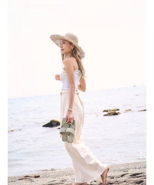 To the sea（トゥーザシー）の「ウォッシュツイルハイウエストワイドパンツ（その他パンツ・レディース・ダークオレンジ/クリーム・SMALL/MEDIUM）」の6枚目の写真