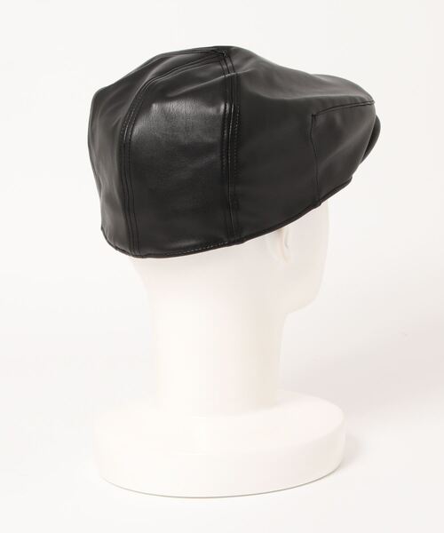 CPH（シーピーエイチ）の「【CPH / シープラスヘッドウェア】Synthetic Leather Hunting(シンセティックレザー ハンチング)（ハンチング/ベレー帽・メンズ・ブラック・FREE）」の2枚目の写真